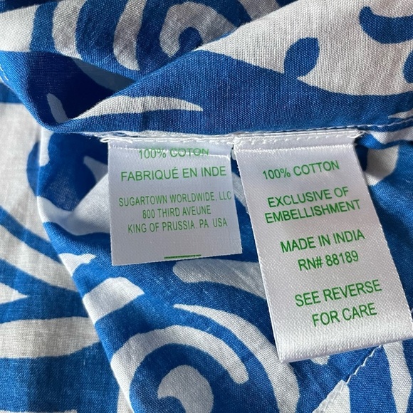 Lilly Pulitzer Blue White Pink Sarasota Beaded Tunic Top - 35525 - Picture 13 of 14